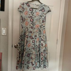 Floral Cap Sleeve A-line Dress